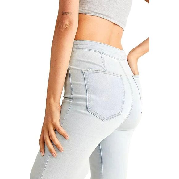 Free People We The Free Youthquake Crop Flare Jeans in Bleach Out Blue Size 26 - Picture 3 of 11